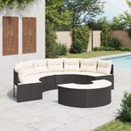 vidaXL 2-delige Loungeset halfrond poly rattan zwart, Tuin en Terras, Verzenden, Nieuw, Rotan, Loungeset