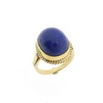 Vintage gouden ring met Lapis Lazuli, Gebruikt, Overige kleuren, Ophalen of Verzenden, 17 tot 18