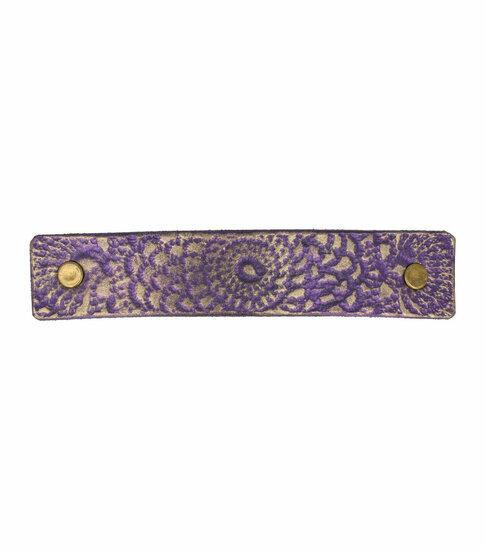 Haarspeld Groot Recht Leder Fantasie Print Mandala Paars, Sieraden, Tassen en Uiterlijk, Uiterlijk | Haarverzorging, Verzenden
