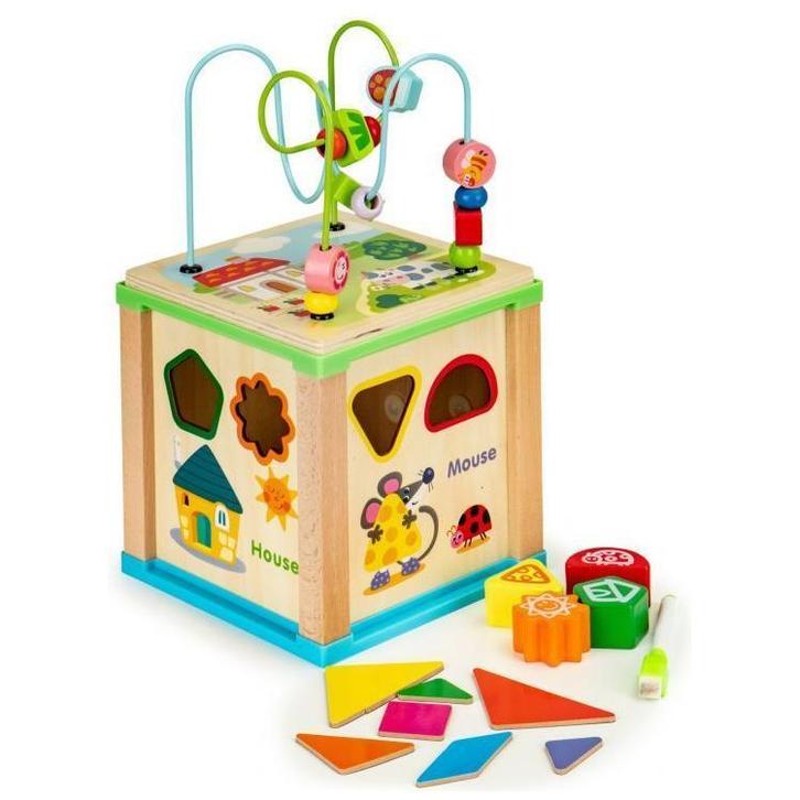 Ecotoys duurzame houten educatieve activiteiten kubus met, Kinderen en Baby's, Speelgoed | Houten speelgoed, Ophalen of Verzenden