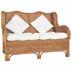 vidaXL Bank 2-zits natuurlijk rattan en linnen lichtbruin, Huis en Inrichting, Verzenden, Riet of Rotan, Minder dan 150 cm, Nieuw