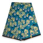 Afrikaanse stof - Blauwe Effects - Polycotton, Hobby en Vrije tijd, Stoffen en Lappen, Ophalen of Verzenden, Nieuw