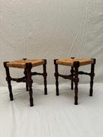 Kruk - Set van Krukken met rotan zitting - Rattan, Hout, Antiek en Kunst