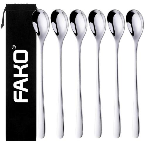 Fako Bijoux® - 6 Lange HQ Lepels - Latte Macchiato -, Huis en Inrichting, Keuken | Bestek, Verzenden