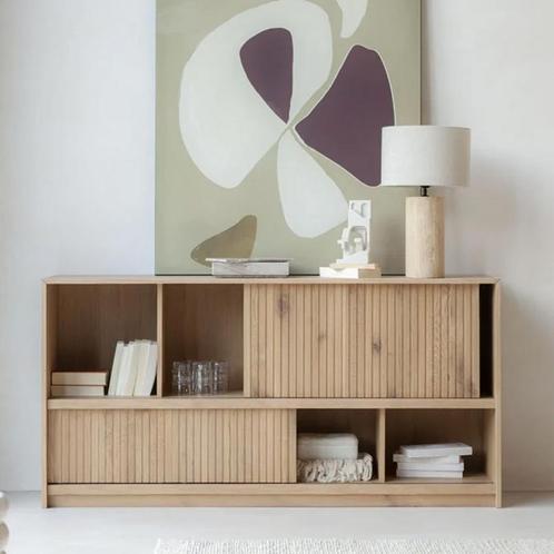 *WOONWINKEL* Eleonora Milo Eiken Dressoir Met Schuifdeuren N, Huis en Inrichting, Kasten | Dressoirs, Nieuw, Verzenden