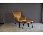 Fauteuil Molly met voetenbank - Cognac | By-Olaf, Ophalen of Verzenden, Nieuw