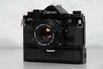 Canon A-1 schwarz + Power Winder A + FD 1,8/50mm | Single, Nieuw