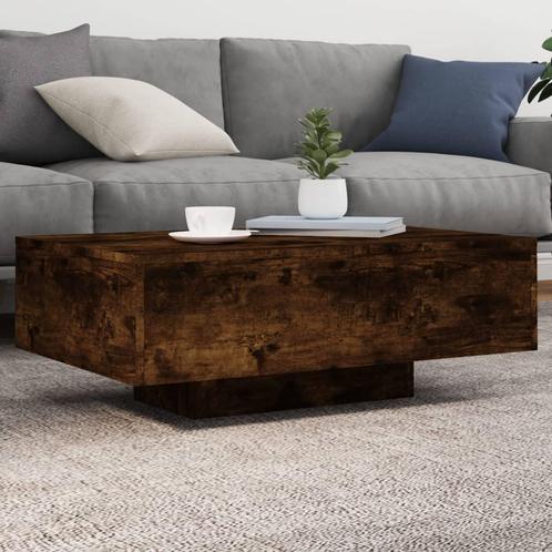 vidaXL Salontafel met LED-verlichting 85x55x31 cm gerookt, Huis en Inrichting, Tafels | Salontafels, 50 tot 100 cm, Nieuw, Overige houtsoorten
