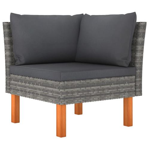 vidaXL Hoekbank poly rattan en massief eucalyptushout, Tuin en Terras, Tuinsets en Loungesets, Nieuw, Rotan, Verzenden