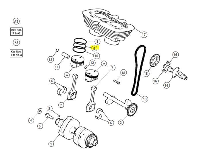 Royal Enfield RING, PISTON 2ND - 574134D Interceptor 650, Motoren, Onderdelen | Merk-onafhankelijk, Nieuw, Verzenden