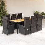 vidaXL 9-delige Tuinset poly rattan zwart, Nieuw, 8 zitplaatsen, Tuinset, Verzenden