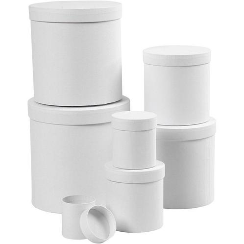 Bloemendozen Rond Wit karton Setvan 7 maten Bloemendozen, Huis en Inrichting, Woonaccessoires | Kunstplanten en Kunstbloemen, Nieuw