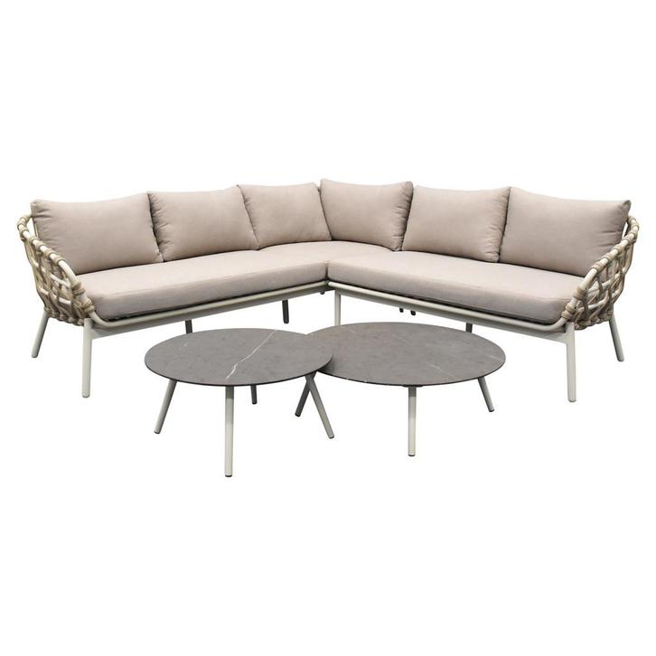 Montreal hoekbank loungeset 4 delig taupe rope, Tuin en Terras, Tuinsets en Loungesets, Nieuw, Ophalen of Verzenden