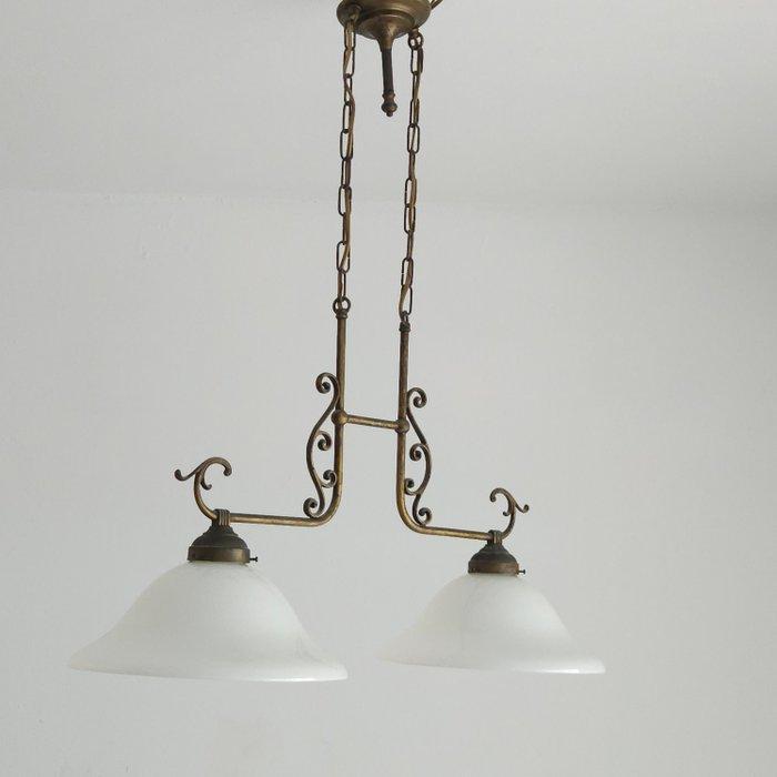 Plafondlamp - Glas, Messing - halter, Antiek en Kunst, Curiosa en Brocante