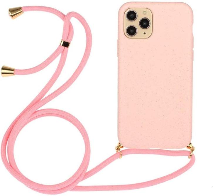 iPhone 12 Pro Max Crossbody TPU Hoesje met Koord Roze, Telecommunicatie, Mobiele telefoons | Hoesjes en Frontjes | Apple iPhone