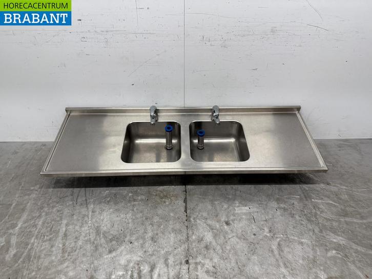 RVS Spoelblad Dubbele Spoelbakken met kraan 183 cm Horeca, Zakelijke goederen, Horeca | Keukenapparatuur, Gebruikt, Ophalen of Verzenden