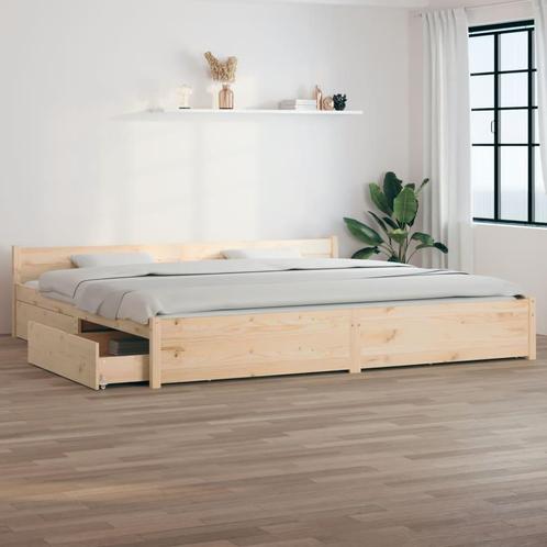 vidaXL Bedframe met lades wit 180x200 cm Super King Size, Huis en Inrichting, Slaapkamer | Bedden, 80 cm, 200 cm, Bruin, Eenpersoons