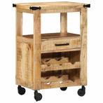 vidaXL Keuken Trolley Bruin 55 x 40 x 80 cm Massief Mango, Huis en Inrichting, Keuken | Keukenbenodigdheden, Verzenden, Nieuw