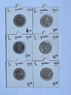 Nederland. Wilhelmina. 1/2 Gulden 1921/1930, 6 stuks (Zonder