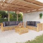 vidaXL 6-delige Loungeset met kussens massief teakhout, 5 zitplaatsen, Verzenden, Teakhout, Nieuw