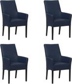 Set van 4 Blauwe leren landelijke eetkamerstoelen - Toledo L, Huis en Inrichting, Stoelen, Overige kleuren, Nieuw, Leer, Ophalen of Verzenden