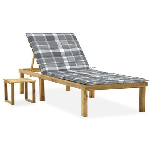 vidaXL Ligbed met tafeltje en kussen geïmpregneerd, Tuin en Terras, Ligbedden, Nieuw, Verzenden