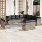 vidaXL 13-delige Loungeset met kussens poly rattan, Verzenden, Nieuw, Rotan, Loungeset