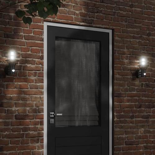 vidaXL Buitenwandlampen 2 st met sensors roestvrijstaal, Tuin en Terras, Buitenverlichting, Nieuw, Verzenden