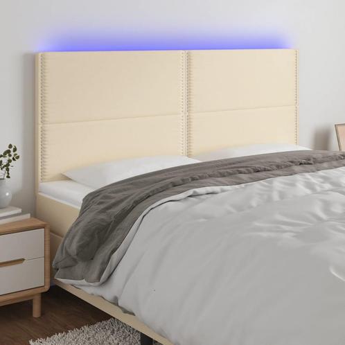 vidaXL Hoofdbord LED 180x5x118/128 cm stof crèmekleurig, Huis en Inrichting, Slaapkamer | Bedden, Crème, Nieuw, Stof, Verzenden