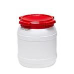 Wijdmondvat 15 liter wit met rood deksel, Ophalen of Verzenden