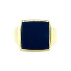 Gouden zegelring met blauwe laagsteen 14 krt, Ophalen of Verzenden, Nieuw