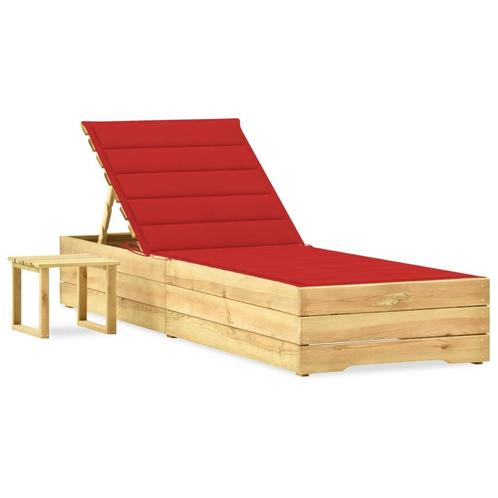 vidaXL Ligbed met tafeltje en kussen geïmpregneerd, Tuin en Terras, Ligbedden, Nieuw, Verzenden