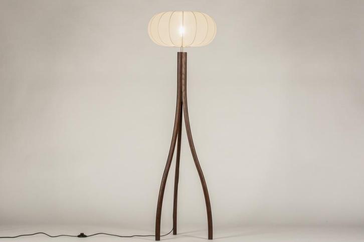 Rietveld Vloerlampen - Bruin, Beige, Hout - Stof, Hout, Huis en Inrichting, Lampen | Vloerlampen, Verzenden