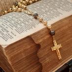 Gouden rozenkrans | 44 cm (rooms katholiek, maria, ketting), Sieraden, Tassen en Uiterlijk, Kettingen, Ophalen of Verzenden, Gebruikt