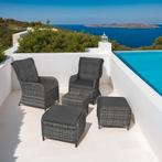 Wicker loungeset Benissa 2+2 met aluminium frame - grijsgevl, Tuin en Terras, Verzenden, Nieuw