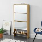 Schoenenkast met spiegels 4 vouwdeuren 134x63x17 cm beuken, Huis en Inrichting, Kasten | Schoenenkasten, Verzenden, Nieuw