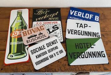 TE KOOP GEVRAAGD OUDE EMAILLE RECLAME BORDEN BORD BORDJE beschikbaar voor biedingen