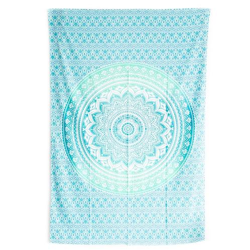 Authentiek Wandkleed Mandala Katoen Groen/ Blauw (215 x 135, Huis en Inrichting, Woonaccessoires | Wanddecoraties, Nieuw, Verzenden