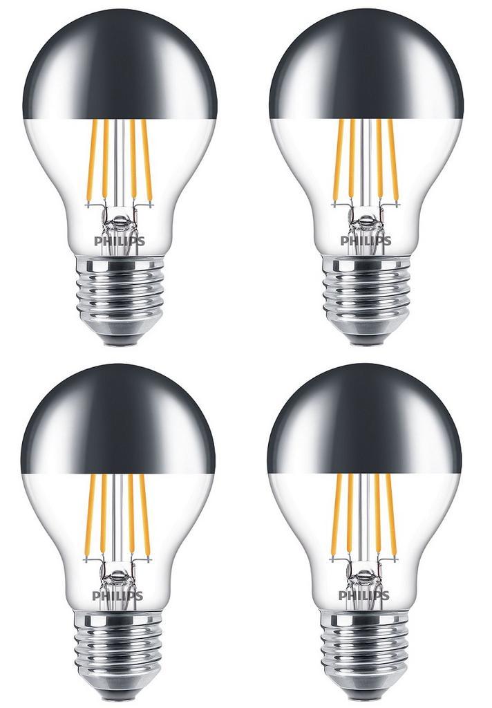 4 stuks Philips LED kopspiegellamp zilver E27 7.2W 650lm..., Huis en Inrichting, Lampen | Overige, Nieuw, Ophalen of Verzenden