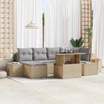 vidaXL 7 Delige Tuinset met Kussens - Beige Poly Rattan, Tuin en Terras, Tuinsets en Loungesets, Verzenden, Nieuw, Rotan, Tuinset
