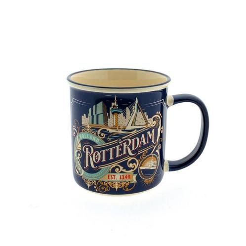Beker - Mok vintage Rotterdam City Ornaments blauw - keramie, Kleding | Heren, Schoenen, Nieuw, Ophalen of Verzenden