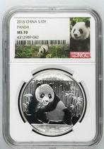 Chinese Panda 1 oz 2015 NGC MS70 gecertificeerd, Postzegels en Munten, Verzenden, Oost-Azië, Losse munt, Zilver