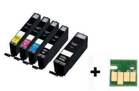 Set Canon PGI550 CLI551 pgi-550 cli-551 huismerk MET CHIP, Computers en Software, Printerbenodigdheden, Nieuw, Verzenden