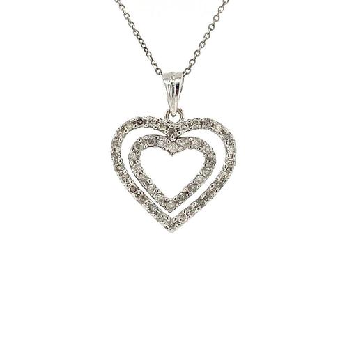 Witgouden hart hanger met diamant 18 krt, Sieraden, Tassen en Uiterlijk, Kettinghangers, Wit, Zo goed als nieuw, Goud, Verzenden