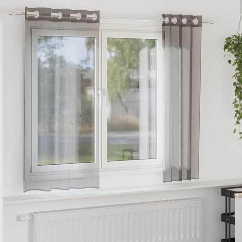 vidaXL Gordijnen voile met doorvoertules 2 st 140x175 cm, Huis en Inrichting, Stoffering | Gordijnen en Lamellen, Grijs, Nieuw