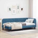 vidaXL Hoekbedframe met hoofdeinde Blauw 90 x 190 cm Fluweel, Huis en Inrichting, Verzenden, Nieuw, Blauw, Stof