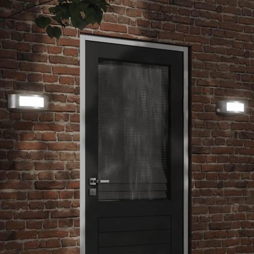 vidaXL Buitenwandlampen 2 st roestvrij staal zilverkleurig, Tuin en Terras, Buitenverlichting, Nieuw, Verzenden