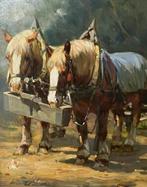 Hans Nickel (1916-1986) - Pferdegespann, Antiek en Kunst