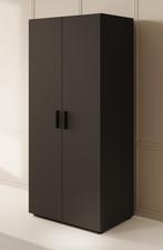 Kledingkast 80cm antraciet 2 Scharnierdeuren - Garderobekast, Verzenden, Nieuw, 50 tot 100 cm, Modern