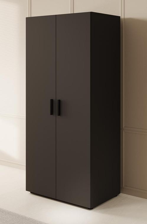 Kledingkast 80cm antraciet 2 Scharnierdeuren - Garderobekast, Huis en Inrichting, Kasten | Vitrinekasten, 50 tot 75 cm, Nieuw